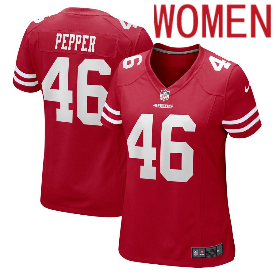 Women San Francisco 49ers #46 Taybor Pepper Nike Scarlet Game NFL Jersey->women nfl jersey->Women Jersey